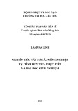 Tóm tắt luận án Tiến sĩ Phát triển nông thôn: Nghiên cứu tái cơ cấu ngành nông nghiệp tại tỉnh Bến Tre - Thực tiễn và bài học kinh nghiệm