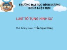 Bài giảng Luật tố tụng hình sự: Chương 1 - ThS. Trần Ngọc Hưng