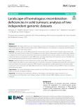 Landscape of homologous recombination deficiencies in solid tumours: Analyses of two independent genomic datasets