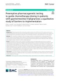 Preemptive pharmacogenetic testing to guide chemotherapy dosing in patients with gastrointestinal malignancies: A qualitative study of barriers to implementation