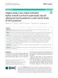 Higher body mass index indicated better overall survival in pancreatic ductal adenocarcinoma patients: A real-world study of 2010 patients