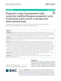 Prognostic value of preoperative highsensitivity modifed Glasgow prognostic score in advanced colon cancer: A retrospective observational study