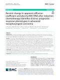 Percent change in apparent difusion coefcient and plasma EBV DNA after induction chemotherapy identifies distinct prognostic response phenotypes in advanced nasopharyngeal carcinoma