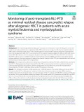 Monitoring of post-transplant MLL-PTD as minimal residual disease can predict relapse after allogeneic HSCT in patients with acute myeloid leukemia and myelodysplastic syndrome