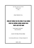 Luận văn Thạc sĩ Luật học: Công bố thông tin của công ty đại chúng trên thị trường chứng khoán theo pháp luật Việt Nam