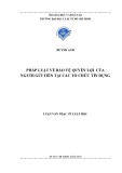 Luận văn Thạc sĩ Luật học: Pháp luật về bảo vệ quyền lợi của người gửi tiền tại các tổ chức tín dụng