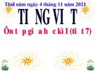 Bài giảng môn Tiếng Việt lớp 3 năm học 2021-2022 - Tuần 9: Ôn tập giữa học kì I - Tiết 7+8 ​(Trường Tiểu học Thạch Bàn B)