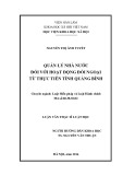 Luận văn Thạc sĩ Luật học: Quản lý nhà nước đối với hoạt động đối ngoại từ thực tiễn tỉnh Quảng Bình