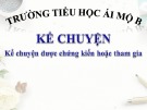 Bài giảng môn Tiếng Việt lớp 4 năm học 2021-2022 - Tuần 9: Kể chuyện Kể chuyện được chứng kiến hoặc tham gia (Trường Tiểu học Ái Mộ B)