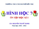 Bài giảng môn Hình học lớp 7: Ôn tập học kì 1