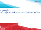 Bài giảng môn Tin học lớp 8 - Chủ đề 4: Dữ liệu và biến trong chương trình