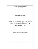 Luận văn Thạc sĩ Luật học: Nghĩa vụ của người quản lý trong công ty trách nhiệm hữu hạn một thành viên