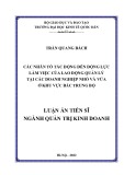 Luận án Tiến sĩ Quản trị kinh doanh: Các nhân tố tác động đến động lực làm việc của lao động quản lý tại các doanh nghiệp nhỏ và vừa ở khu vực Bắc Trung Bộ