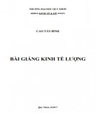 Bài giảng Kinh tế lượng: Phần 1 - Cao Tấn Bình