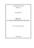 Luận văn Thạc sĩ Luật học: Hiệu lực của việc chuyển quyền sử dụng đất