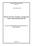 Luận văn Thạc sĩ Luật học: Quản lý nhà nước về hộ tịch - Lý luận, thực trạng và phương hướng đổi mới