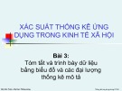 Bài giảng Xác suất thống kê ứng dụng trong kinh tế xã hội: Bài 3 - Trường ĐH Thăng Long