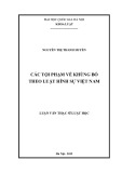 Luận văn Thạc sĩ Luật học: Các tội phạm về khủng bố theo luật hình sự Việt Nam