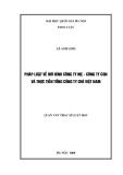 Luận văn Thạc sĩ Luật học: Pháp luật về mô hình công ty mẹ - Công ty con và thực tiễn Tổng Công ty Chè Việt Nam