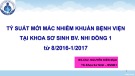 Bài giảng Tỷ suất mới mắc nhiễm khuẩn bệnh viện tại khoa Sơ sinh BV Nhi Đồng 1 từ 8/2016-1/2017 - BS.CK2. Nguyễn Kiến Mậu