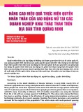 Nâng cao hiệu quả thực hiện quyền nhân thân của lao động nữ tại các doanh nghiệp khai thác than trên địa bàn tỉnh Quảng Ninh