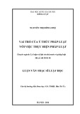 Luận văn Thạc sĩ Luật học: Vai trò của ý thức pháp luật với việc thực hiện pháp luật