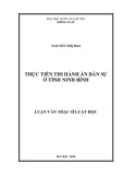 Luận văn Thạc sĩ Luật học: Thực tiễn thi hành án dân sự ở tỉnh Ninh Bình