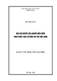 Luận văn Thạc sĩ Luật học: Bảo hộ quyền của người biểu diễn theo pháp luật sở hữu trí tuệ Việt Nam