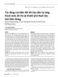 Tác động của biến đổi khí hậu đến hạ tầng thoát nước đô thị tại thành phố Rạch Giá, tỉnh Kiên Giang