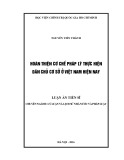 Luận án Tiến sĩ Luật học: Hoàn thiện cơ chế pháp lý thực hiện dân chủ cơ sở ở Việt Nam hiện nay