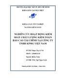 Khóa luận tốt nghiệp: Nghiên cứu hoạt động kiểm soát chất lượng kiểm toán BCTC tại công ty TNHH KMPG Vietnam