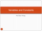 Lecture Java programming language: Variables and constants - Ho Dac Hung