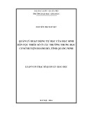 Luận văn Thạc sĩ Quản lý giáo dục: Quản lý hoạt động tự học của học sinh dân tộc thiểu số ở các trường trung học cơ sở huyện Hoành Bồ, tỉnh Quảng Ninh