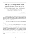 Hiệu quả của hoạt động ngoại khóa với việc nâng cao chất lượng giảng dạy - học tập trong nhà trường phổ thông