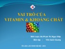 Bài giảng môn Dược lý - Bài: Vai trò của Vitamin và khoáng chất