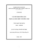 Luận văn Thạc sĩ Ngôn ngữ học: Câu phủ định tiếng Hán trong sự đối chiếu với tiếng Việt