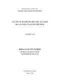 Khóa luận tốt nghiệp ngành Kinh tế Nông Lâm: Các nhân tố ảnh hưởng đến việc lựa chọn rau an toàn của người tiêu dùng