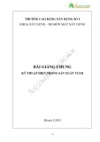 Bài giảng Kỹ thuật điện trong sản xuất vật liệu xây dựng - Trường CĐ Xây dựng số 1