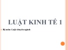 Bài giảng Luật kinh tế 1 - Chương 1: Khái quát chung về kinh doanh và chủ thể kinh doanh