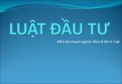 Bài giảng Luật Đầu tư - Chương 1: Khái quát chung về hoạt động đầu tư