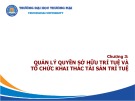 Bài giảng Quản lý hoạt động sở hữu trí tuệ trong tổ chức - Chương 3: Quản lý quyền sở hữu trí tuệ và tổ chức khai thác tài sản trí tuệ