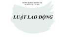 Bài giảng Luật lao động - Chương 1: Những vấn đề lý luận chung về luật lao động