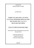 Luận án Tiến sĩ Giáo dục học: Nghiên cứu khai thác, xây dựng và sử dụng kênh hình trong dạy học một số kiến thức vật lý 11 trung học phổ thông