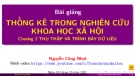 Bài giảng Thống kê trong nghiên cứu khoa học xã hội: Chương 2 - Nguyễn Công Nhựt