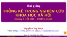 Bài giảng Thống kê trong nghiên cứu khoa học xã hội: Chương 7 - Nguyễn Công Nhựt