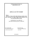 Khóa luận tốt nghiệp Kinh tế: Quản lý nhà nước đối với hoạt động thu hút vốn đầu tư trực tiếp nước ngoài từ EU vào thành phố Hà Nội