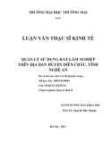 Luận văn Thạc sĩ Kinh tế: Quản lý sử dụng đất lâm nghiệp trên địa bàn huyện Diễn Châu, tỉnh Nghệ An