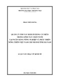 Luận văn Thạc sĩ Kinh tế: Quản lý cho vay khách hàng cá nhân trong lĩnh vực chăn nuôi tại Ngân hàng Nông nghiệp và Phát triển nông thôn Việt Nam - Chi nhánh tỉnh Hà Nam