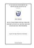 Luận văn Thạc sĩ Quản lý giáo dục: Quản lý hoạt động giáo dục thẩm mỹ cho trẻ 5-6 tuổi ở các trường mầm non huyện Kim Sơn, tỉnh Ninh Bình