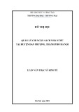 Luận văn Thạc sĩ Kinh tế: Quản lý chi ngân sách Nhà nước tại huyện Đan Phượng, thành phố Hà Nội